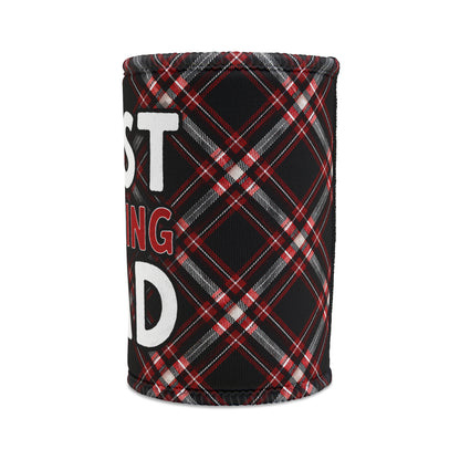 Best Dad Stubby Cooler – Red Plaid - Funny Father’s Day Gift