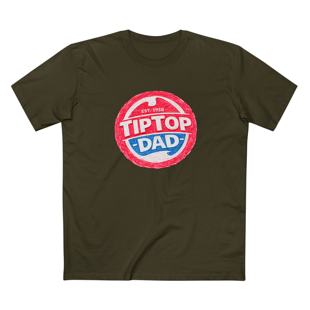 Tip Top Dad T-Shirt — Vintage Red & Blue Dad Logo Tee (Father’s Day Gift)