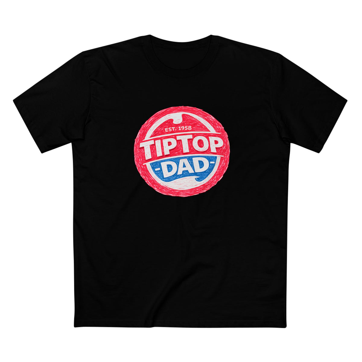 Tip Top Dad T-Shirt — Vintage Red & Blue Dad Logo Tee (Father’s Day Gift)