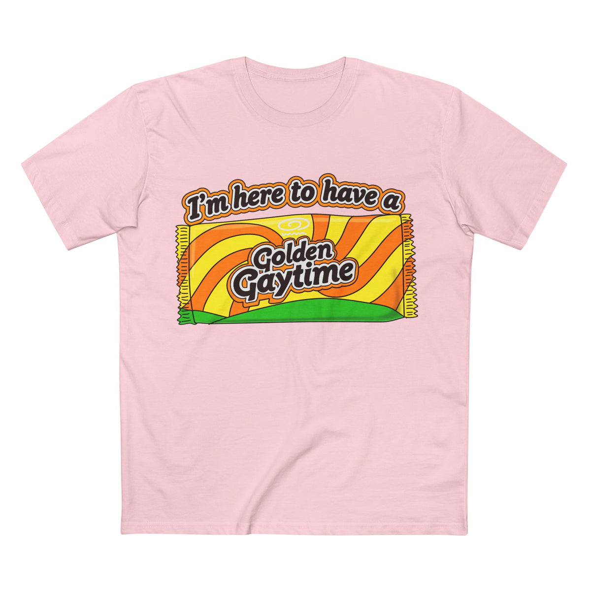 Golden Gaytime Retro Tee — “I’m Here to Have a Golden Gaytime” Pride T-Shirt