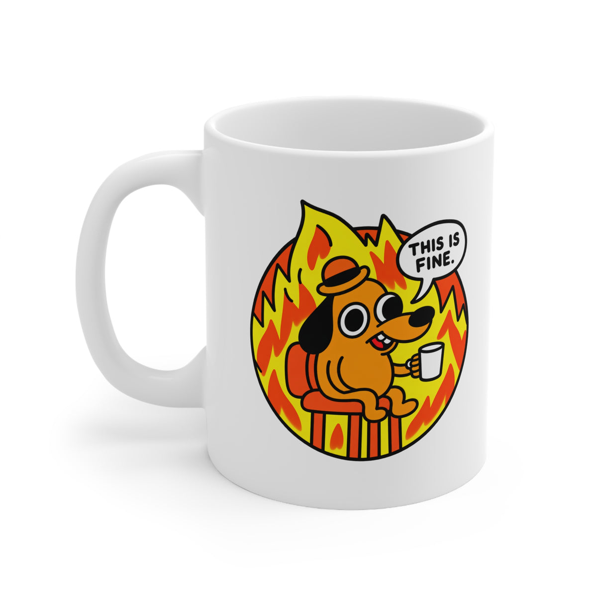 This Is Fine Fire Dog Ceramic Coffee Mug