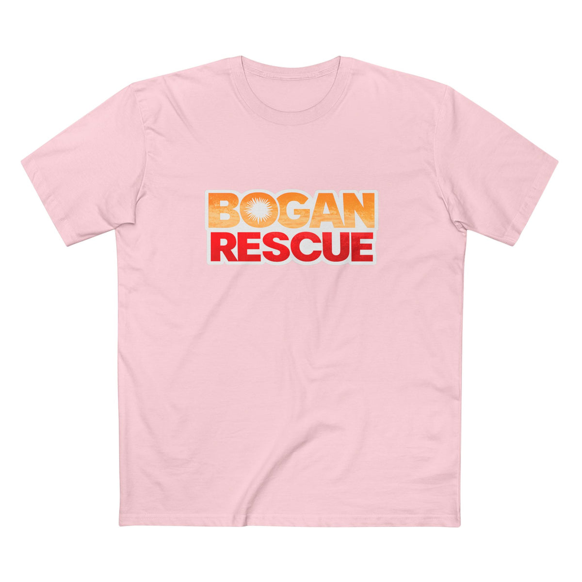 Bogan Rescue Graphic Tee — Bold Retro Text Shirt