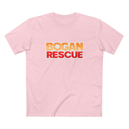 Bogan Rescue Graphic Tee — Bold Retro Text Shirt
