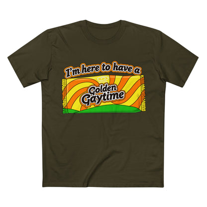 Golden Gaytime Retro Tee — “I’m Here to Have a Golden Gaytime” Pride T-Shirt