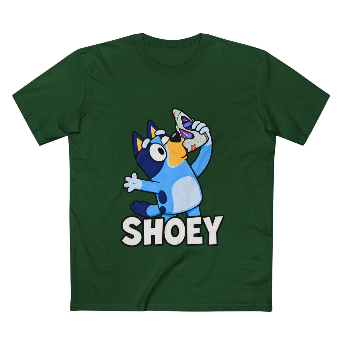 Bluey Shoey T-Shirt — Funny Cartoon Dog Drinking Tee