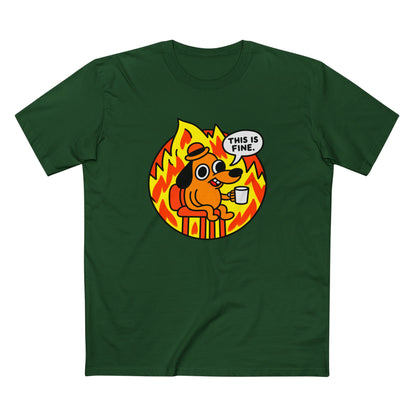 This Is Fine Dog T-Shirt — Funny Meme Tee with Fire Cartoon