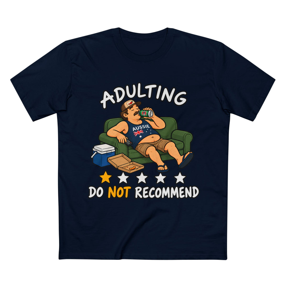 Adulting Do Not Recommend T-Shirt – Funny Lazy Couch Cartoon Tee