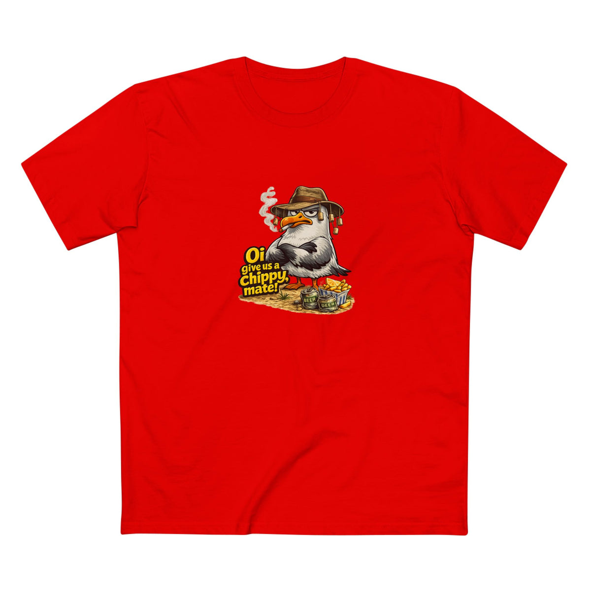 Seagull Stealing Chips T-Shirt — "Oi! Give Us a Chip!" Graphic Tee