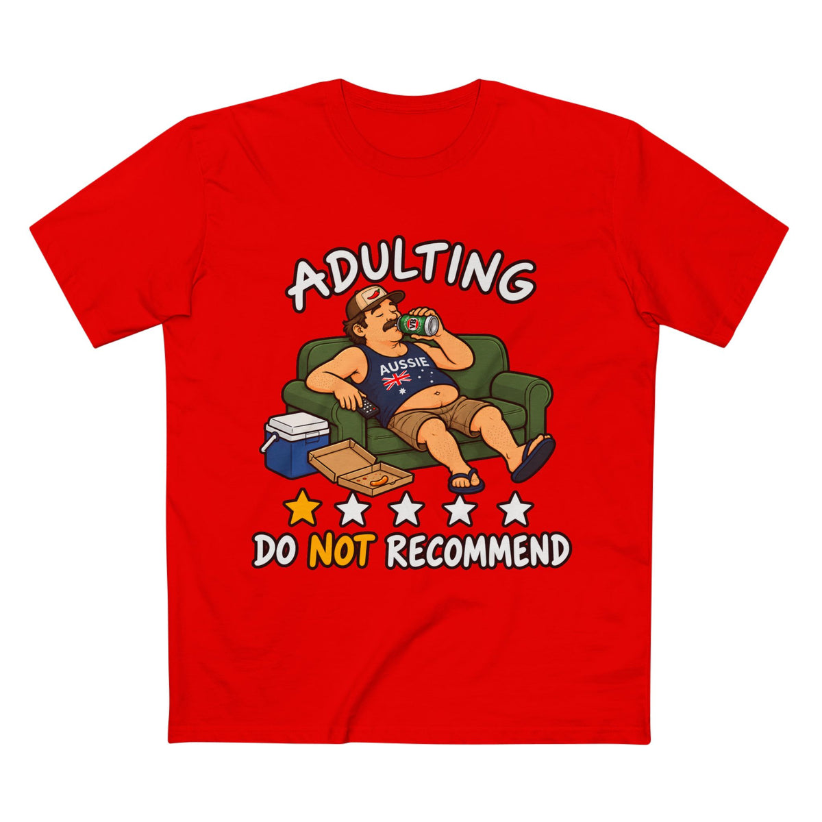 Adulting Do Not Recommend T-Shirt – Funny Lazy Couch Cartoon Tee