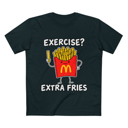 Funny 'Exercise? Extra Fries' T-Shirt — Men's