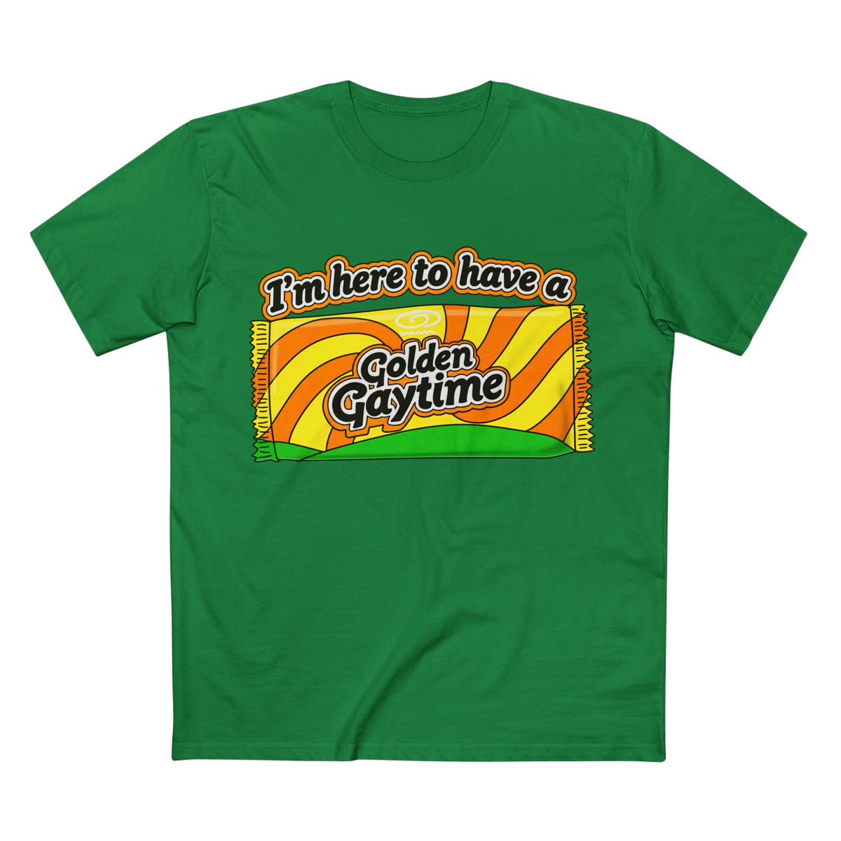 Golden Gaytime Retro Tee — “I’m Here to Have a Golden Gaytime” Pride T-Shirt