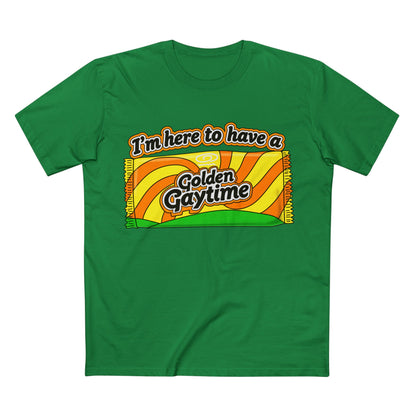 Golden Gaytime Retro Tee — “I’m Here to Have a Golden Gaytime” Pride T-Shirt