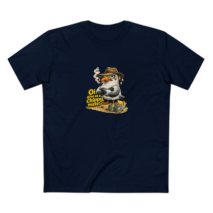 Seagull Stealing Chips T-Shirt — "Oi! Give Us a Chip!" Graphic Tee
