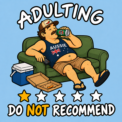 Adulting Do Not Recommend T-Shirt – Funny Lazy Couch Cartoon Tee