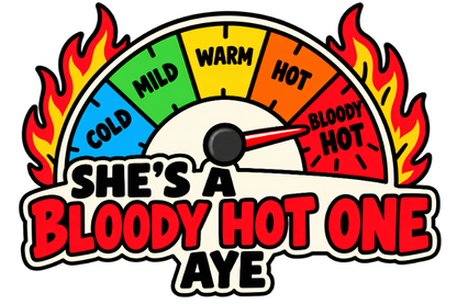 Tank Top — "She's Bloody Hot One Aye" Spicy Heat Gauge Graphic