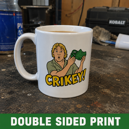 Crikey! Crocodile Hunter Mug — Funny Steve Irwin Tribute Ceramic Coffee Cup