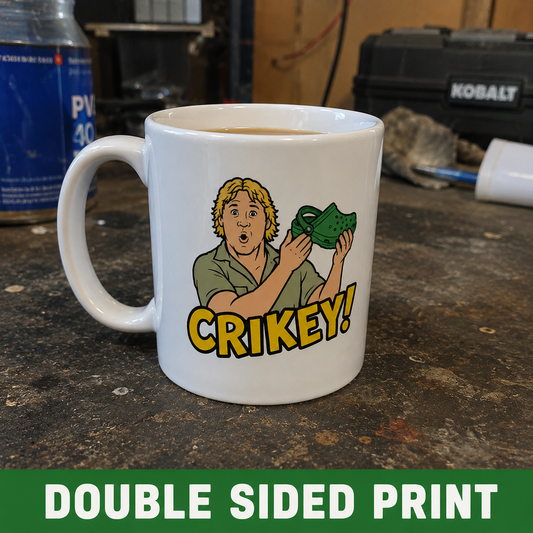 Crikey! Crocodile Hunter Mug — Funny Steve Irwin Tribute Ceramic Coffee Cup