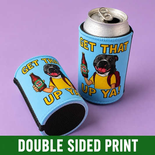 Stubby Cooler — "Get That Up Ya!" Beer Can Cooler