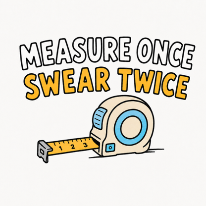 Measure Once, Swear Twice Tee — Funny Carpenter Tape Measure Shirt (Father's Day Gift)