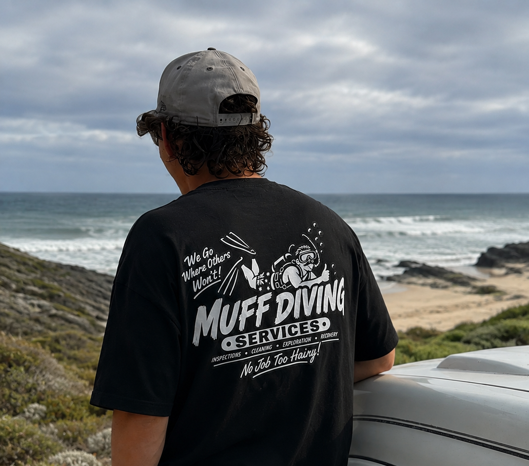 Muff Diving Services T-Shirt — Men's Tee (Back Print)
