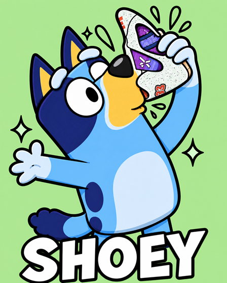 Bluey Shoey T-Shirt — Funny Cartoon Dog Drinking Tee