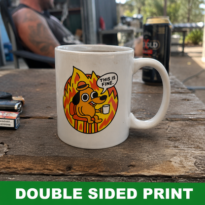 This Is Fine Fire Dog Ceramic Coffee Mug