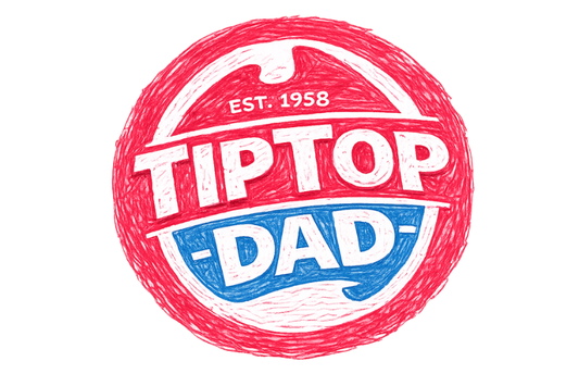 Tip Top Dad T-Shirt — Vintage Red & Blue Dad Logo Tee (Father’s Day Gift)