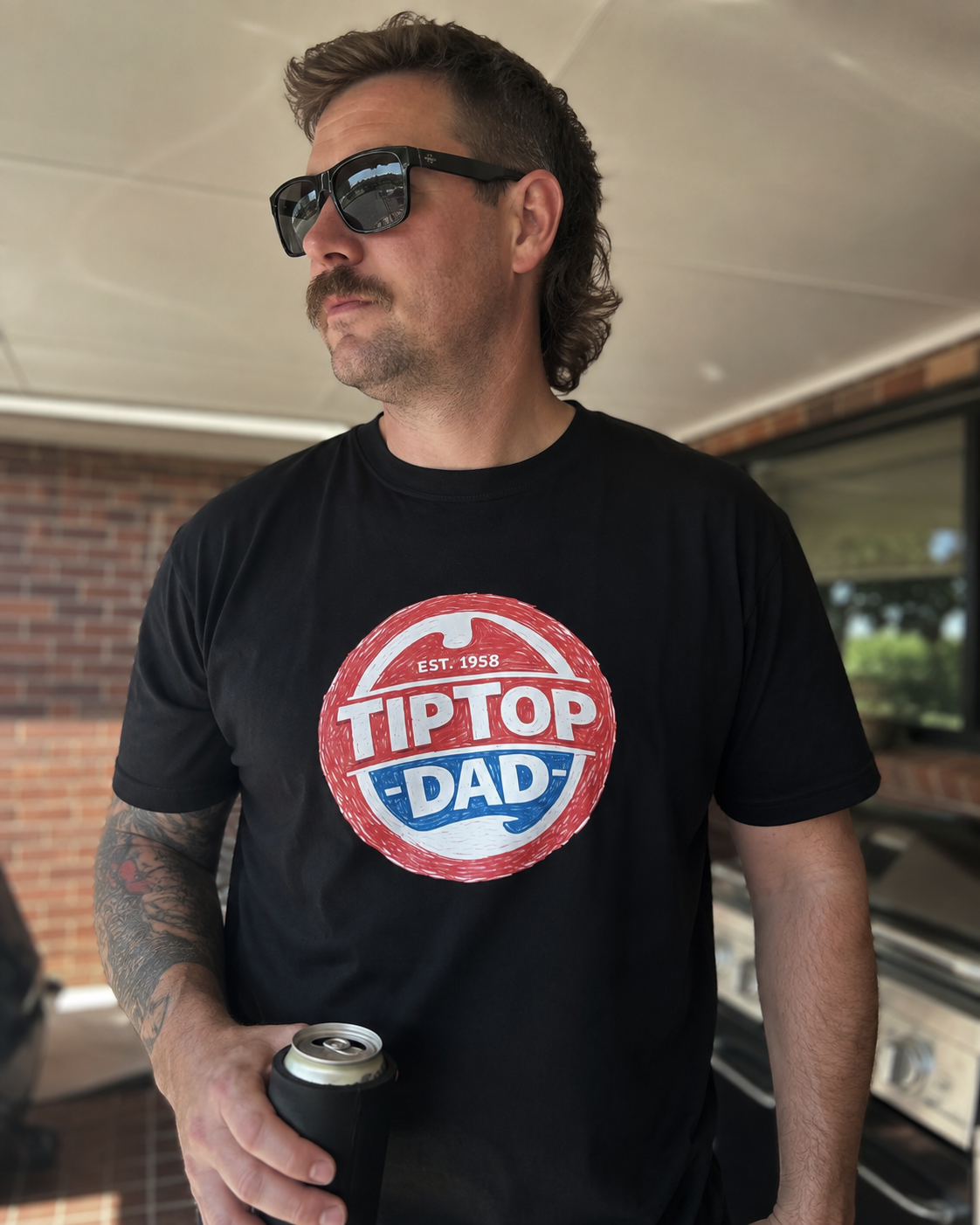 Tip Top Dad T-Shirt — Vintage Red & Blue Dad Logo Tee (Father’s Day Gift)