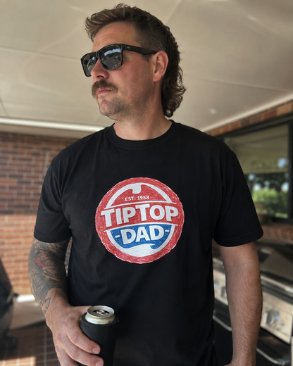 Tip Top Dad T-Shirt — Vintage Red & Blue Dad Logo Tee (Father’s Day Gift)